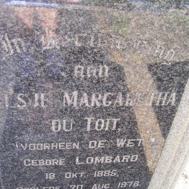 TOIT Elsie Margaretha, du formerly DE WET nee LOMBARD 1885-1976