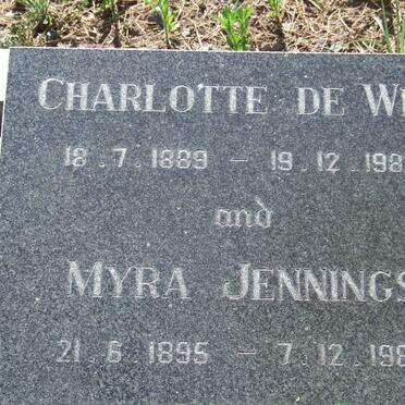 WET Charlotte, de 1889-1982 :: JENNINGS Myra 1895-1982