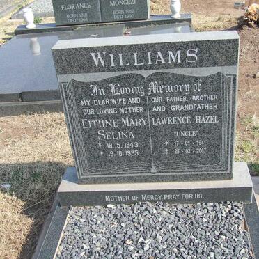 WILLIAMS Lawrence Hazel 1941-2007 &amp; Eithne Mary Selina 1943-1995