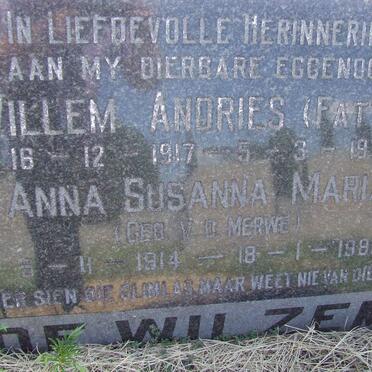 WILZEM Willem Andries, de  1917-1971 &amp; Anna Susanna Maria VD MERWE 1914-1991
