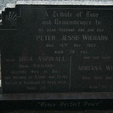 WIEHAHN Peter Jesse -1952 &amp; Adriana 1963 :: ASPINALL Bida nee WIEHAHN - 1955