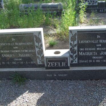 ZEELIE Andries Jakobus 1915-1970 &amp; Magrieta Johanna ZEELIE 1915-1996
