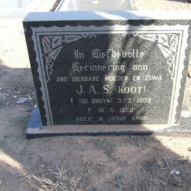 ? J.A.S nee DE BRUYN 1909-1980