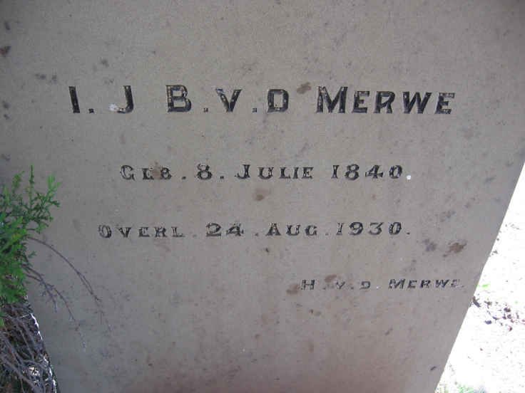 MERWE I.J.B., v.d. 1840-1930