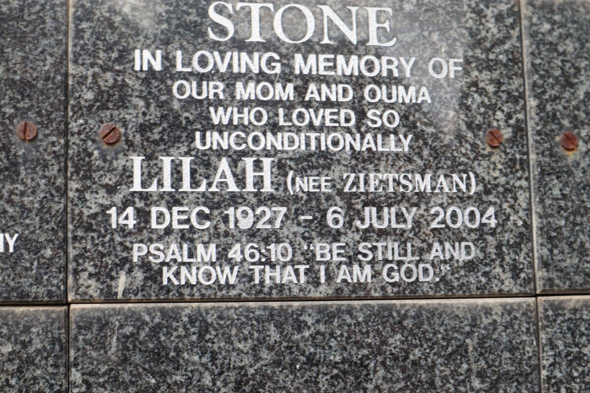 STONE Lilah nee ZIETSMAN 1927-2004