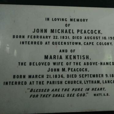 PEACOCK John Michael 1831-1904 & Maria Kentish 1836-1888