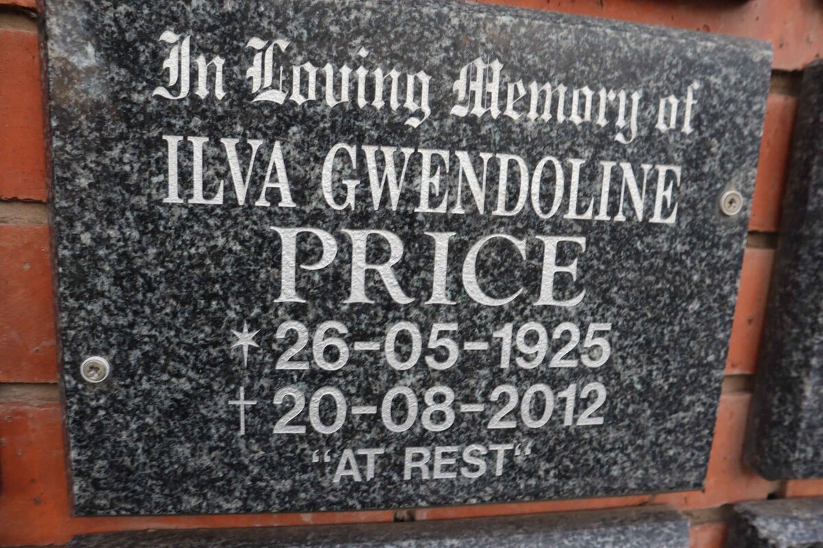 PRICE Ilva Gwendoline 1925-2012