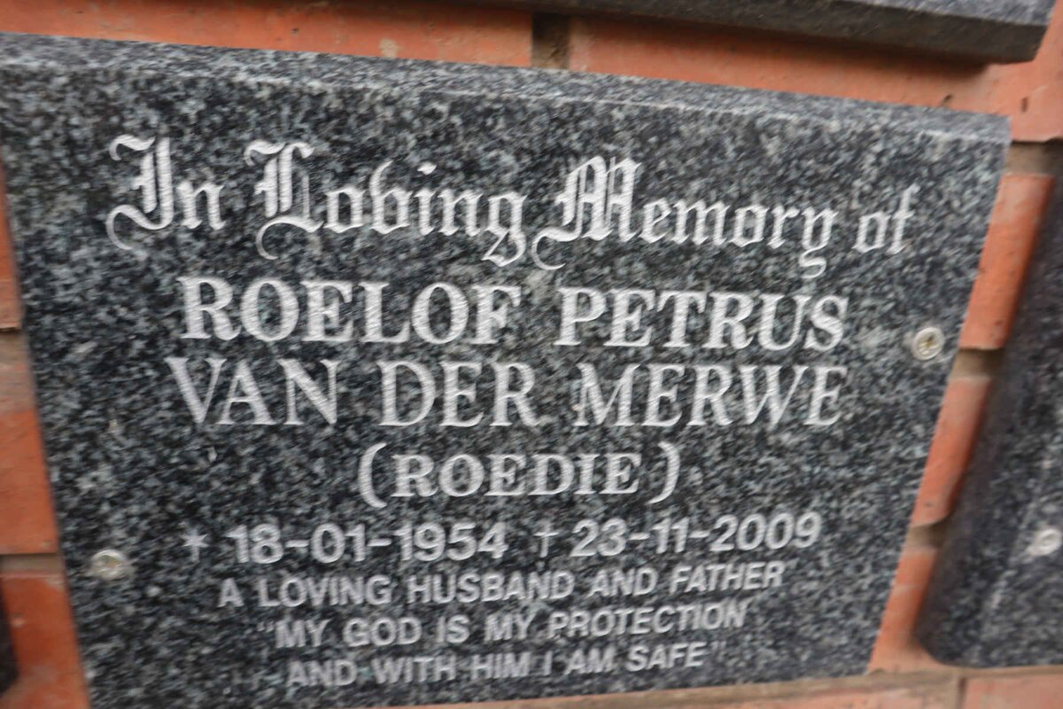 MERWE Roelof Petrus, van der 1954-2009