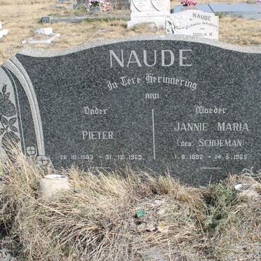 NAUDE Pieter 1883-1969 &amp; Jannie Maria SCHOEMAN 1892-1965