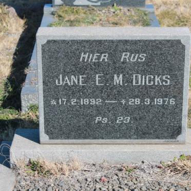 DICKS Jane E.M. 1892-1976