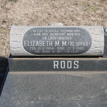 ROOS Elizabeth M.M. nee KLOPPER 1904-1980