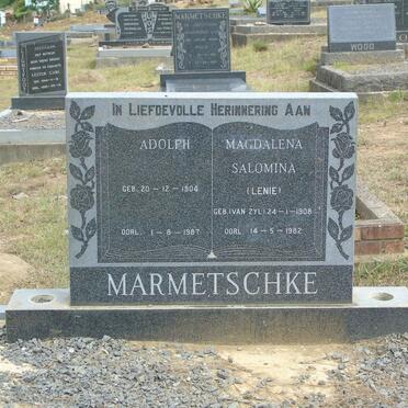 MARMETSCHKE Adolph 1904-1987 &amp; Magdalena Salomina VAN ZYL 1908-1982
