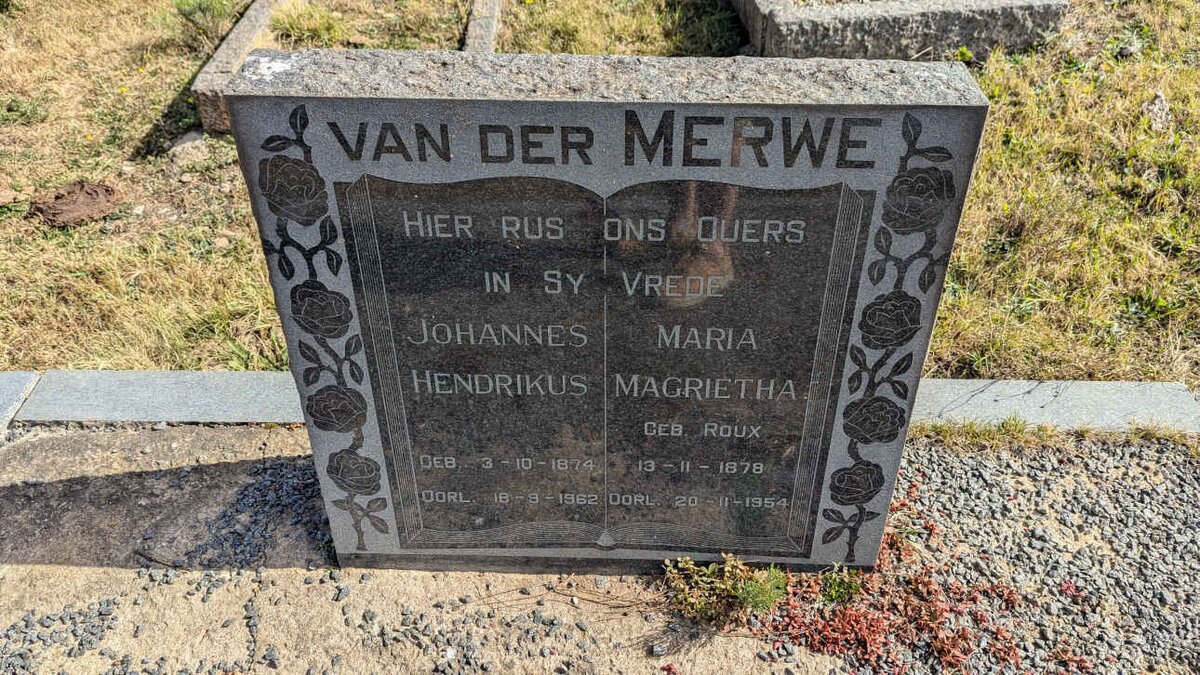MERWE Johannes Hendrikus, van der 1874-1962 & Maria Magrietha ROUX 1878-1954