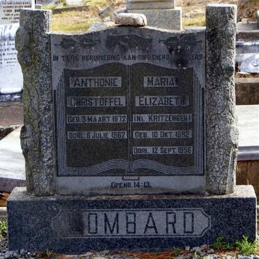 LOMBARD Anthonie Christoffel 1872-1962 &amp; Maria Elizabeth KRITZINGER 1882-1956