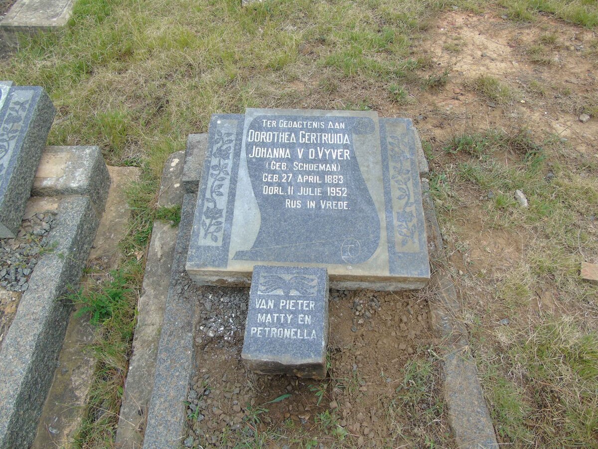 VYVER Dorothea Gertruida Johanna, van der nee SCHOEMAN 1883-1952