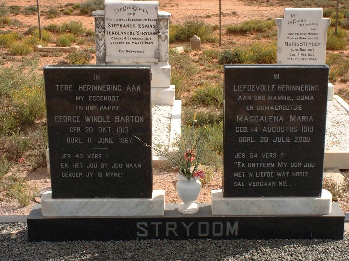 STRYDOM George Windle Barton 1913-1967 &amp; Magdalena Maria 1919-2000