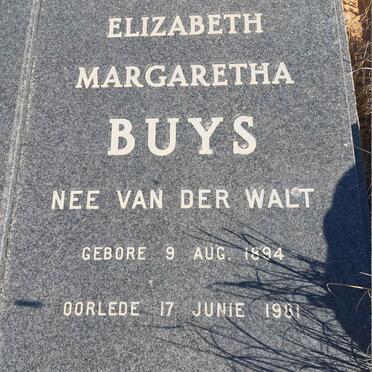 BUYS Elizabeth Margaretha nee VAN DER WALT 1894-1981