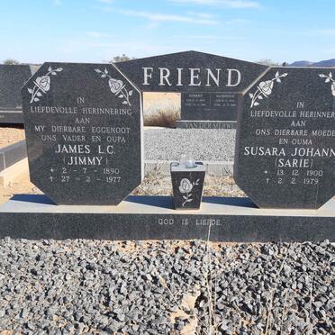 FRIEND James L.C. 1890-1977 &amp; Susara Johanna 1900-1979