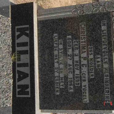 KILIAN Christina P.G. nee VOGEL 1899-1964