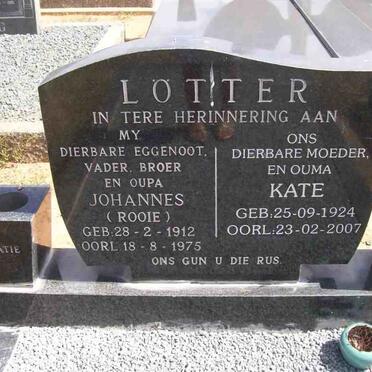 LOTTER Johannes 1912-1975 &amp; Kate 1924-2007