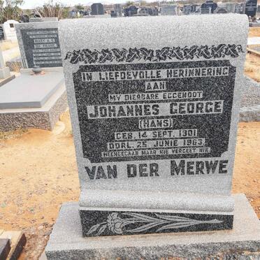 MERWE Johannes George, van der 1901-1963