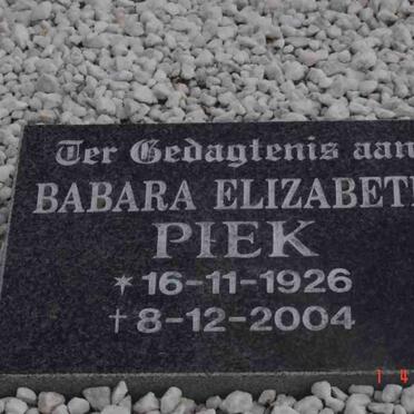 PIEK Babara Elizabeth 1926-2004