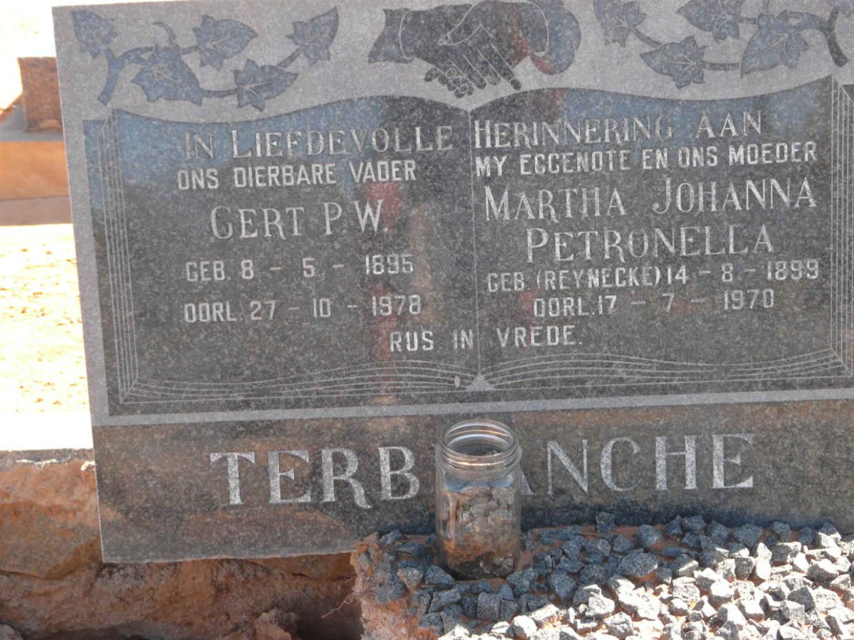 TERBLANCHE Gert P.W. 1895-1978 &amp; Martha Johanna Petronella REYNECKE 1899-1970