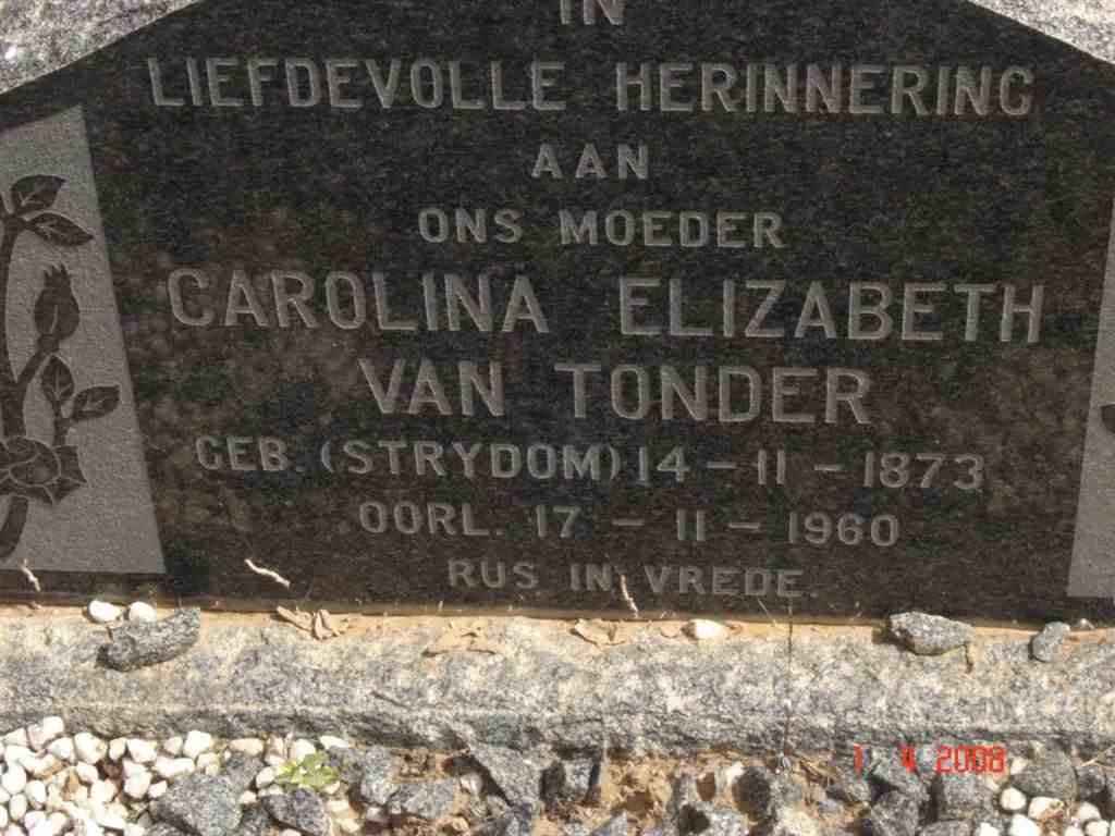 TONDER Carolina Elizabeth, van nee STRYDOM 1873-1960