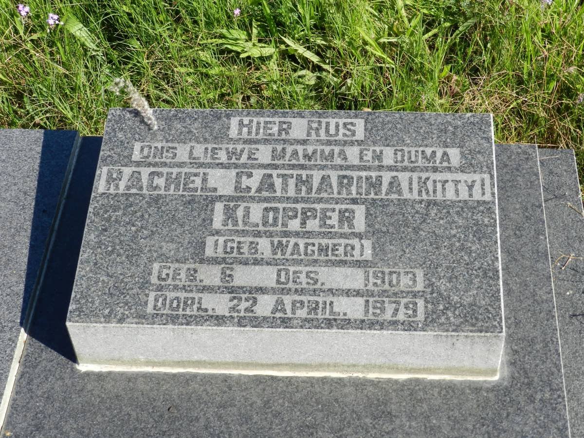 KLOPPER Rachel Catharina nee WAGNER 1903-1979