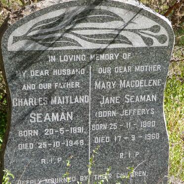SEAMAN Charles Maitland 1891-1948 & Mary Magdalene Jane JEFFERYS 1890-1960