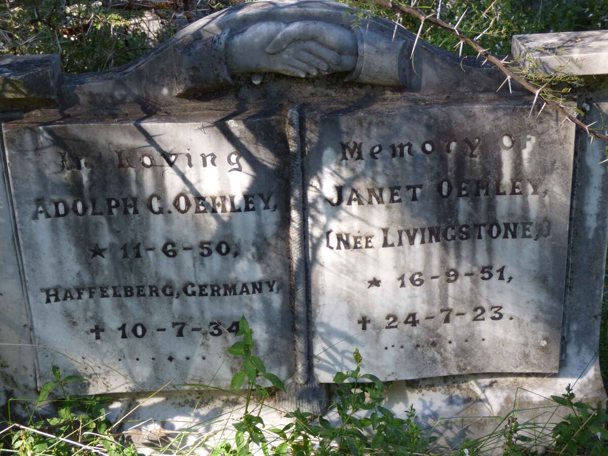 OEHLEY Adolph G. 1850-1934 & Janet LIVINGSTONE 1851-1923