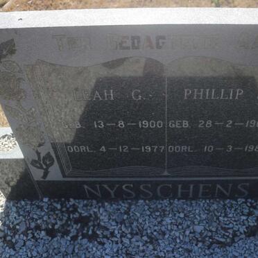NYSSCHENS Phillip J. 1904-1981 &amp; Leah G. 1900-1977