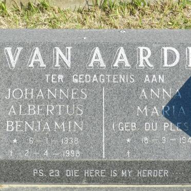 AARDE Johannes Albertus Benjamin, van 1938-1998 &amp; Anna Maria DU PLESSIS 1947-