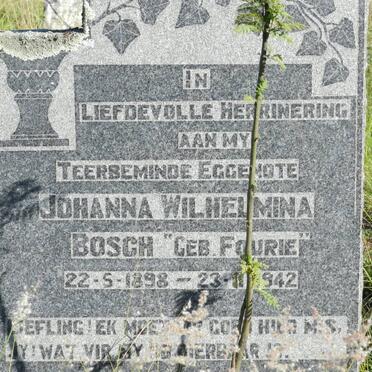 BOSCH Johanna Wilhelmina nee FOURIE 1898-1942