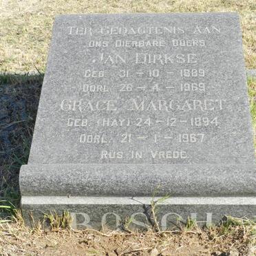 BOSCH Jan Dirkse 1889-1969 &amp; Grace Margaret HAY 1894-1967