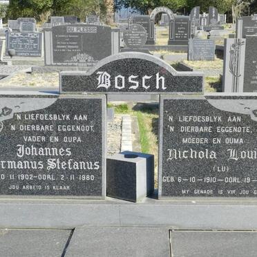 BOSCH Johannes Hermanus Stefanus 1902-1980 &amp; Nichola Louisa 1910-1984