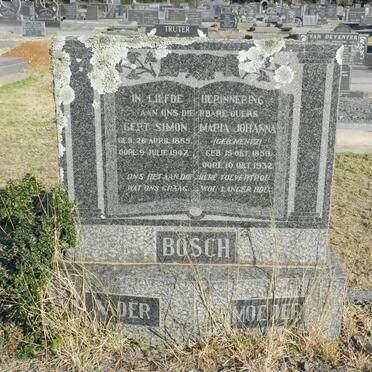 BOSCH Gert Simon 1855-1947 &amp; Maria Johanna MENTZ 1859-1932