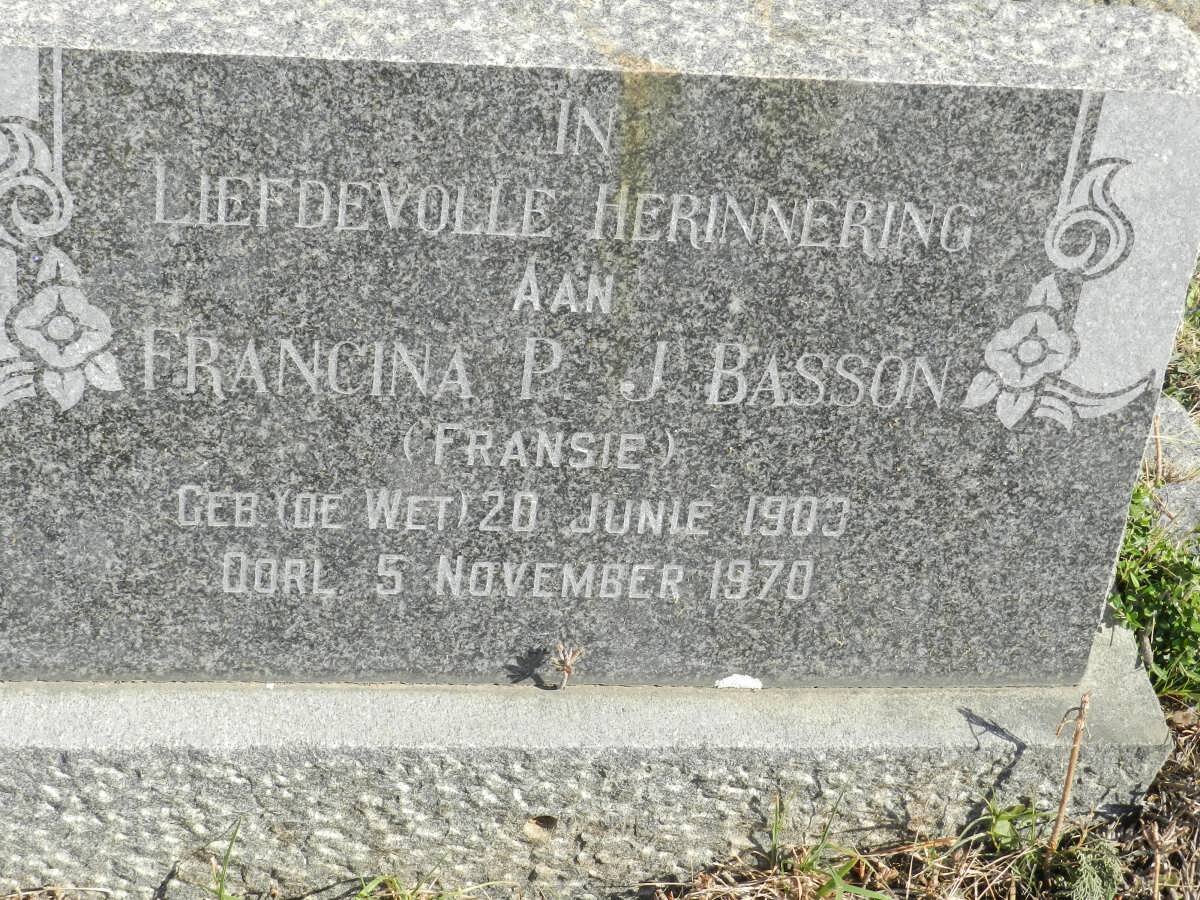 BASSON Francina P.J. 1903-1970