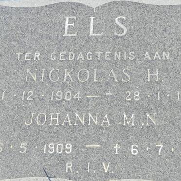 ELS Nickolas H. 1904-1975 &amp; Johanna M.N. 1909-1998