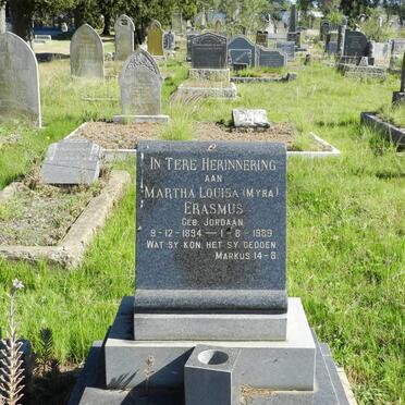 ERASMUS Martha Louisa nee JORDAAN 1894-1989