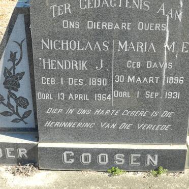 GOOSEN Nicholaas Hendrik J. 1890-1964 &amp; Maria M.E. DAVIS 1896-1931