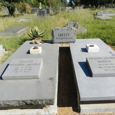 GREEFF Willem Hendrik Jacobus 1923-1996 &amp; Pauline Jacoba BOTHA 1929-2009