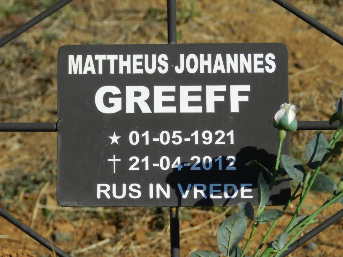 GREEFF Mattheus Johannes 1921-2012
