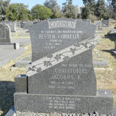 GOOSEN Christoffel Jacobus F. 1913-1982 &amp; Hester Cornelia ELS 190-1974