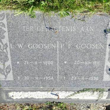 GOOSEN L.W. 1900-1954 &amp; GOOSEN P.F. 1911-1996