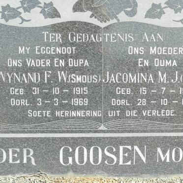 GOOSEN Wynand F.W. 1915-1969 &amp; Jacomina M.J. 1917-1989
