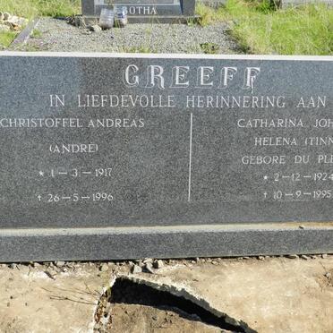 GREEFF Christoffel Andreas 1917-1996 &amp; Catharina Johanna Helena DU PLESSIS 1924-1995