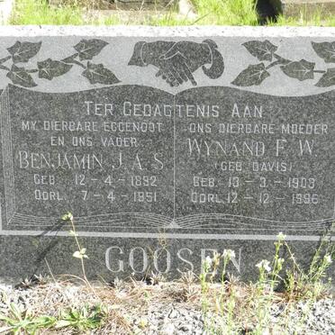 GOOSEN Benjamin J.A.S. 1892-1951 &amp; Wynand F.W. DAVIS 1903-1996