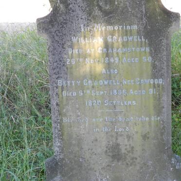 GRADWELL William -1849 &amp; Betty CAWOOD -1896