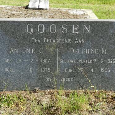 GOOSEN Antonie C. 1907-1975 &amp; Delphine M. VAN DEVENTER 1926-1956